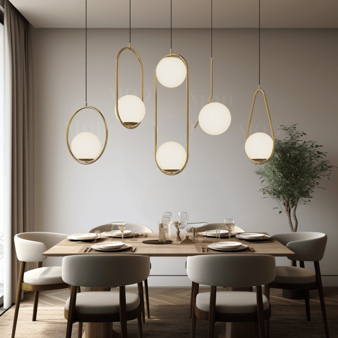 Oval Cage Globe Pendant Light With Minimal Frame