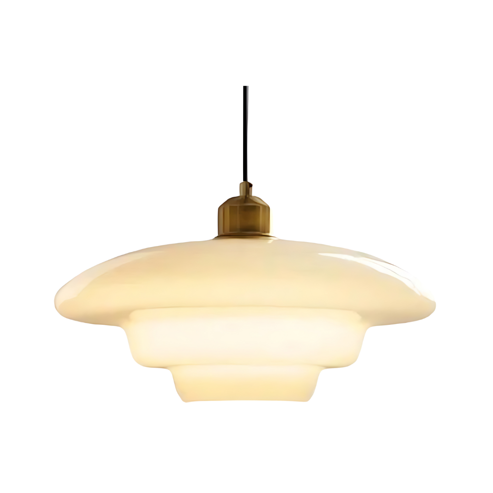 Art Deco Layered Glass Pendant Light With Tiered Shade