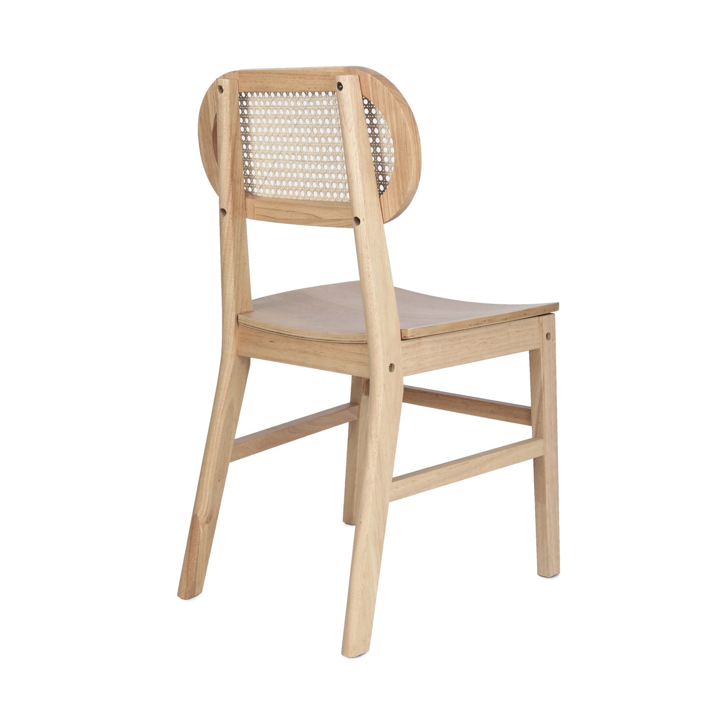 Jacob Set of 2 Commercial Cane Rattan Dining and Event Chairs with Solid Wood Frame and Seat