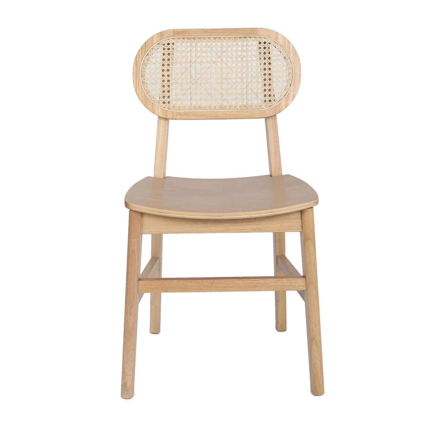 Jacob Set of 2 Commercial Cane Rattan Dining and Event Chairs with Solid Wood Frame and Seat