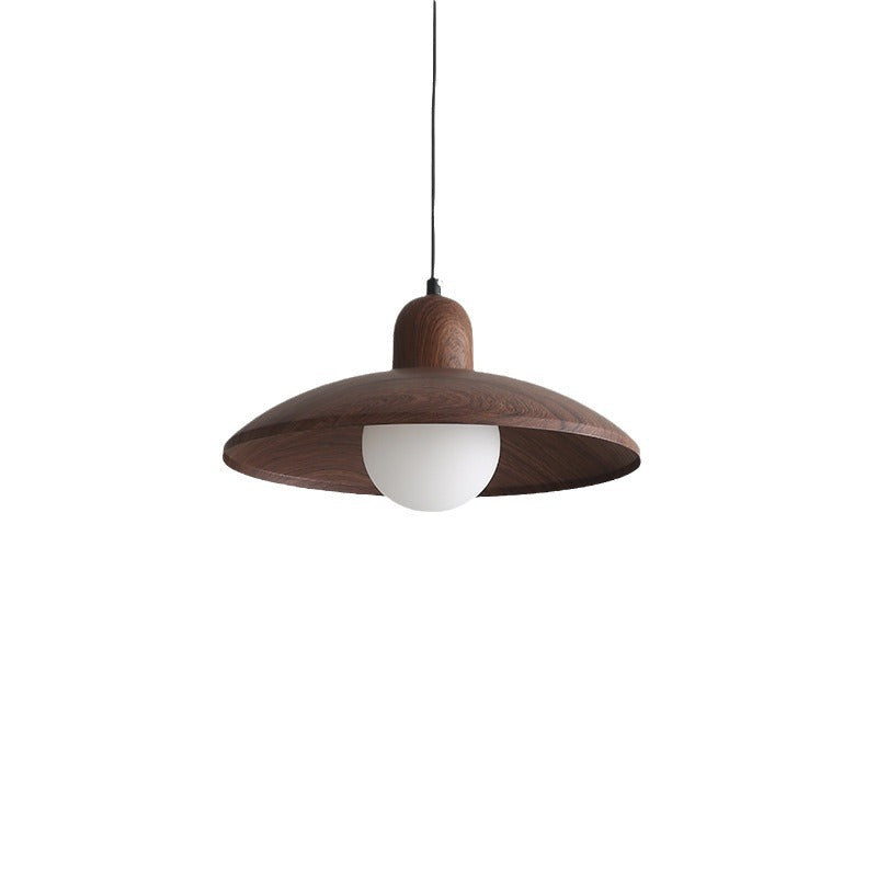 Japanese Wabi Sabi Walnut Pendant Lights With Dome Shade