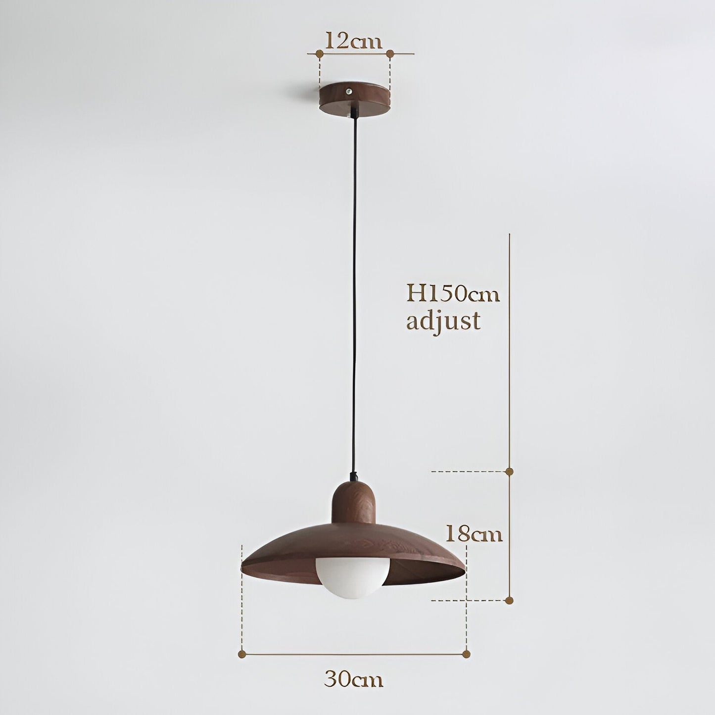 Japanese Wabi Sabi Walnut Pendant Lights With Dome Shade