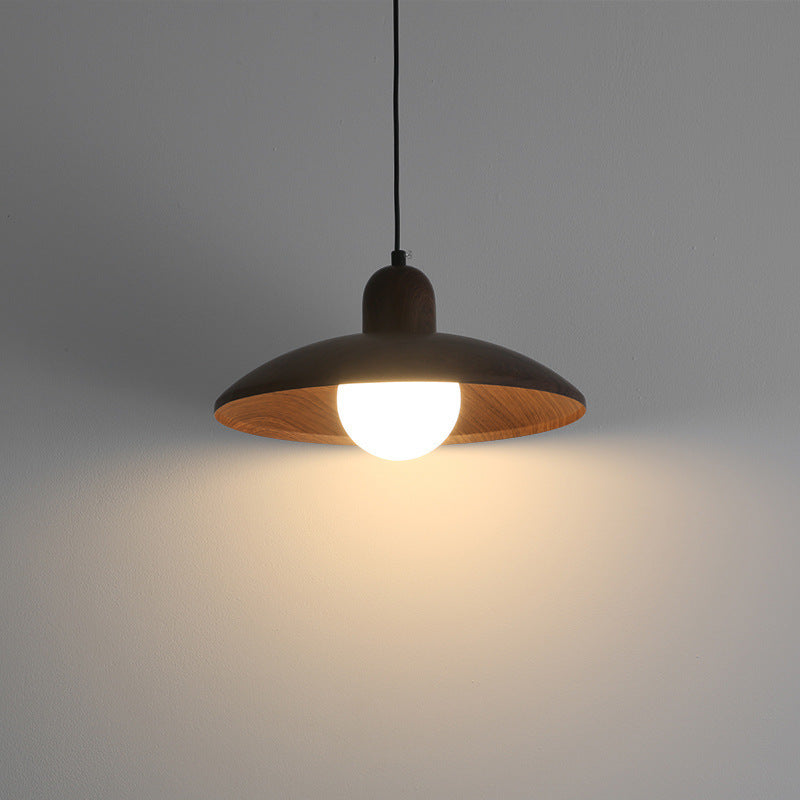 Japanese Wabi Sabi Walnut Pendant Lights With Dome Shade