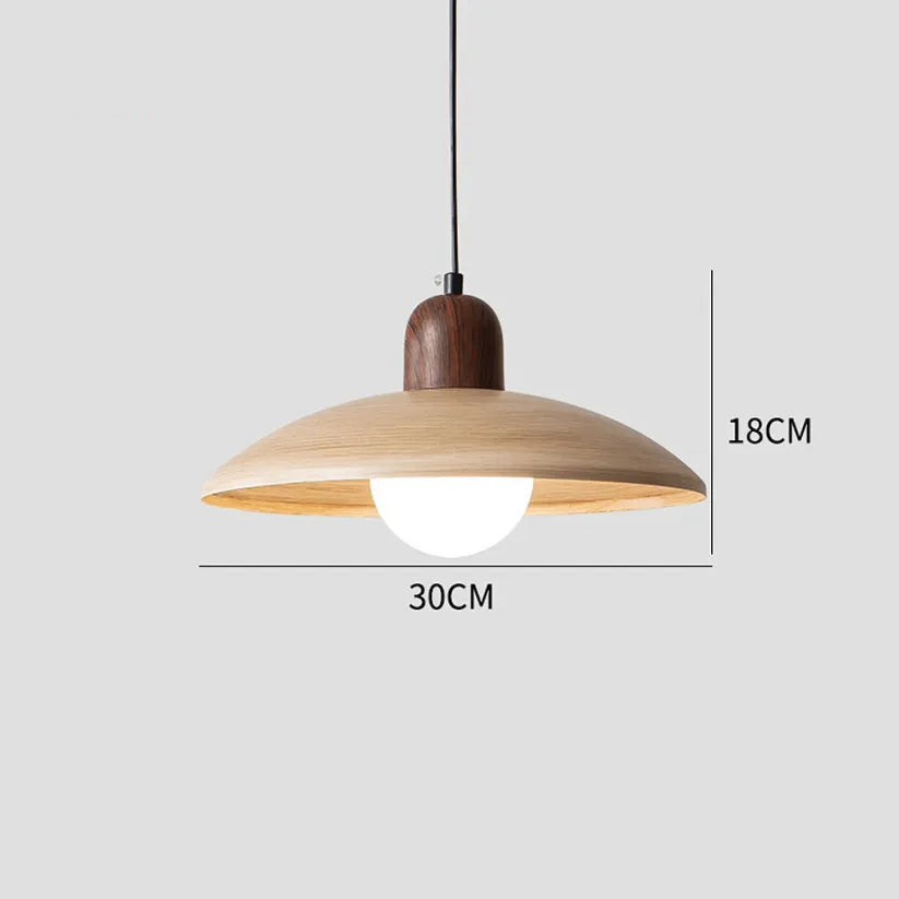 Japanese Wabi Sabi Walnut Pendant Lights With Dome Shade
