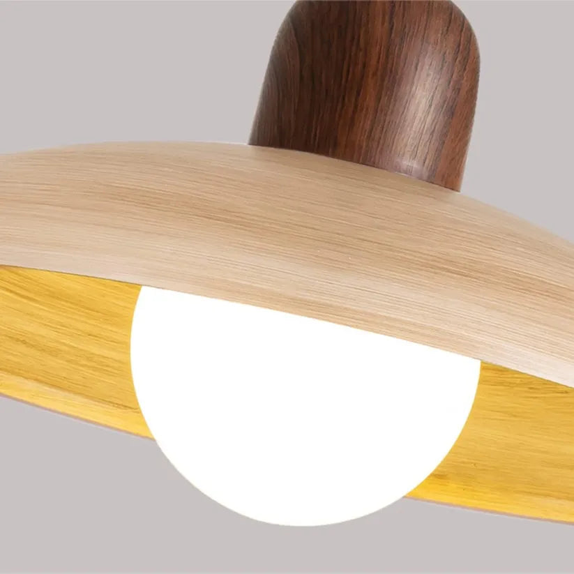 Japanese Wabi Sabi Walnut Pendant Lights With Dome Shade