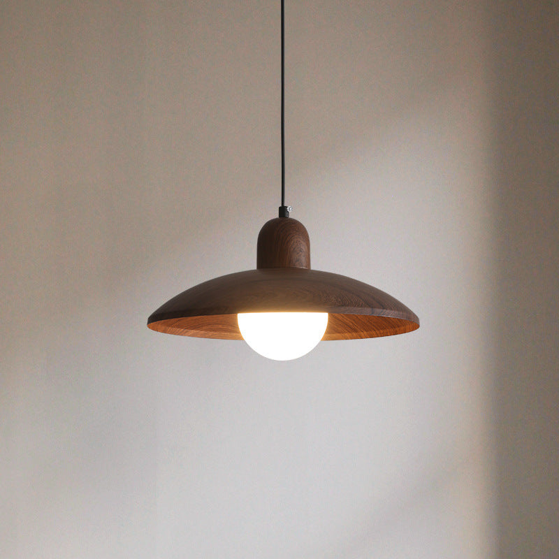 Japanese Wabi Sabi Walnut Pendant Lights With Dome Shade