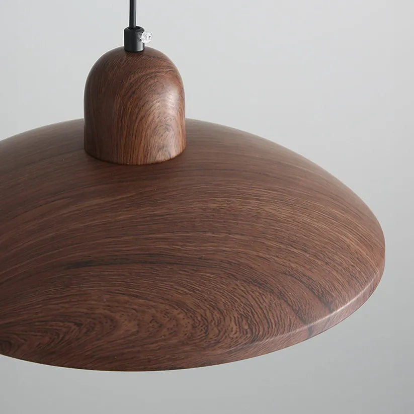 Japanese Wabi Sabi Walnut Pendant Lights With Dome Shade