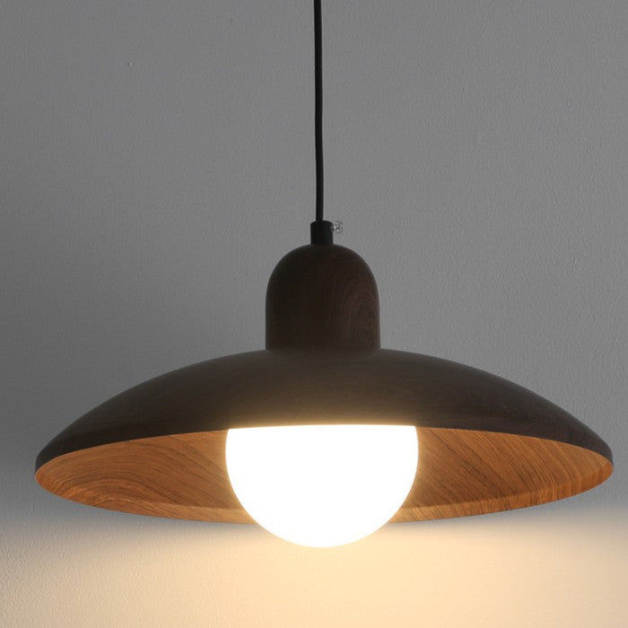 Japanese Wabi Sabi Walnut Pendant Lights With Dome Shade