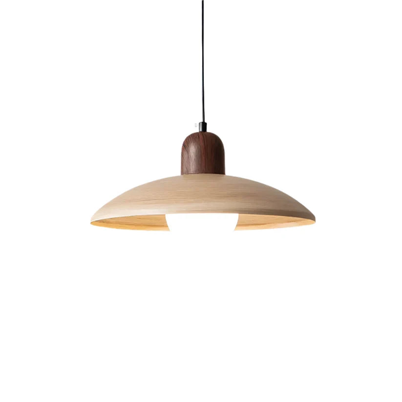 Japanese Wabi Sabi Walnut Pendant Lights With Dome Shade