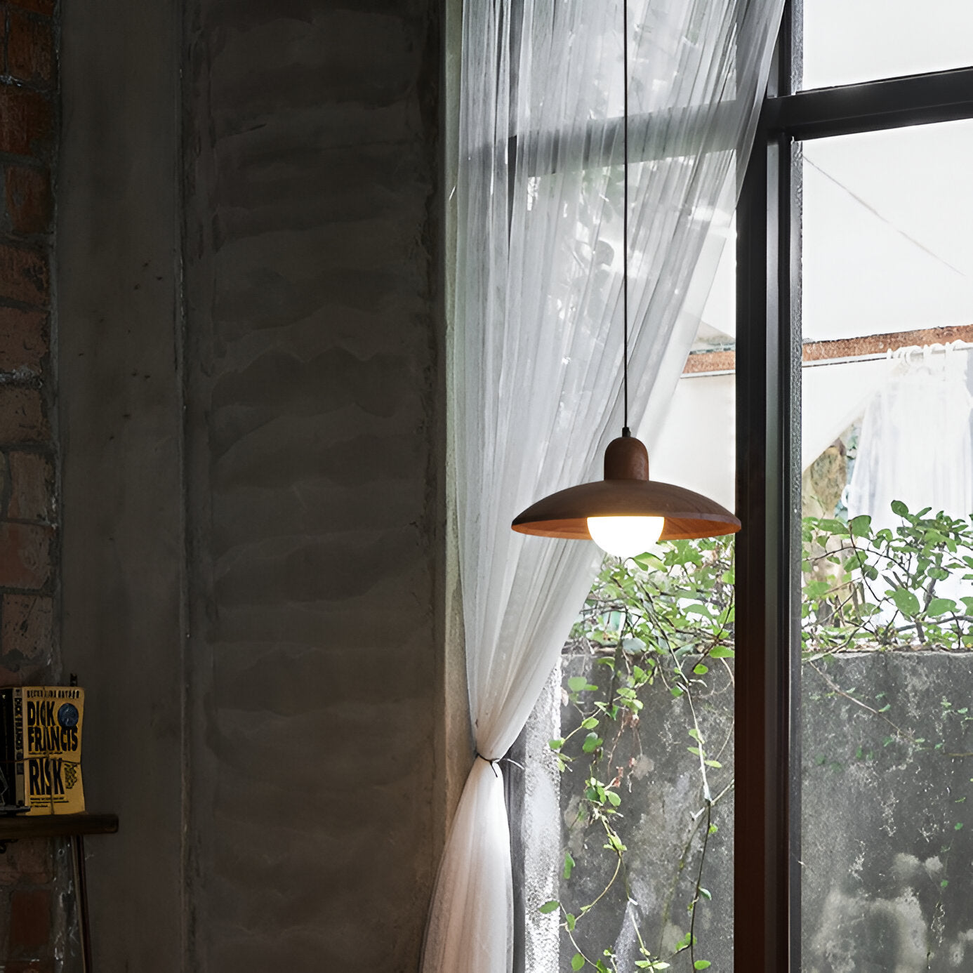 Japanese Wabi Sabi Walnut Pendant Lights With Dome Shade