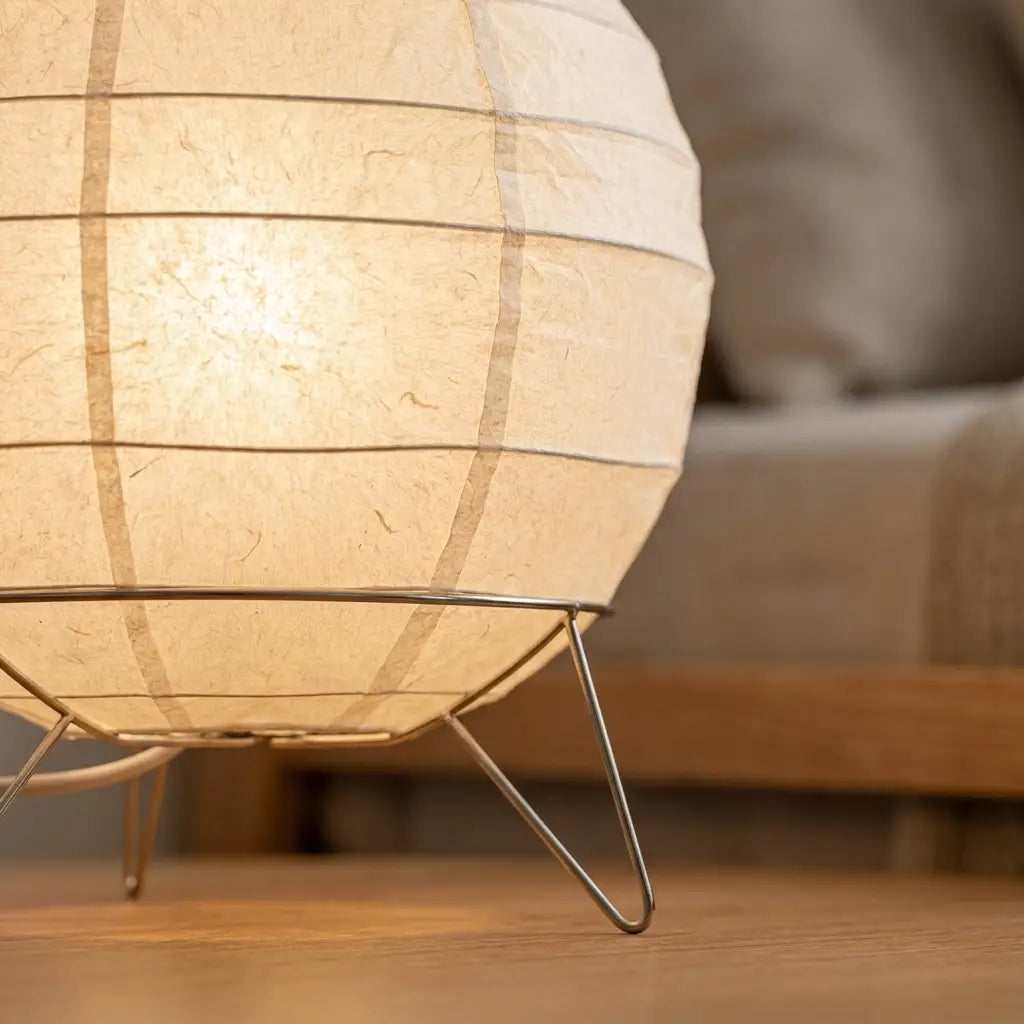 Paper Lantern Table Lamp LED USB Powered Warm White Light Japandi Style