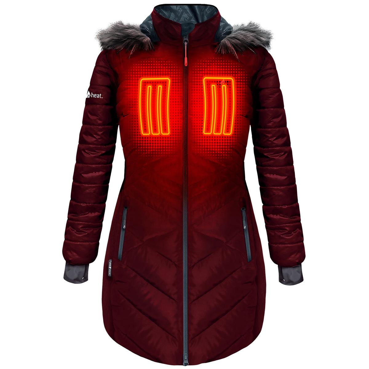 ActionHeat 5V Women's Heated Long Puffer Jacket W/ Hood