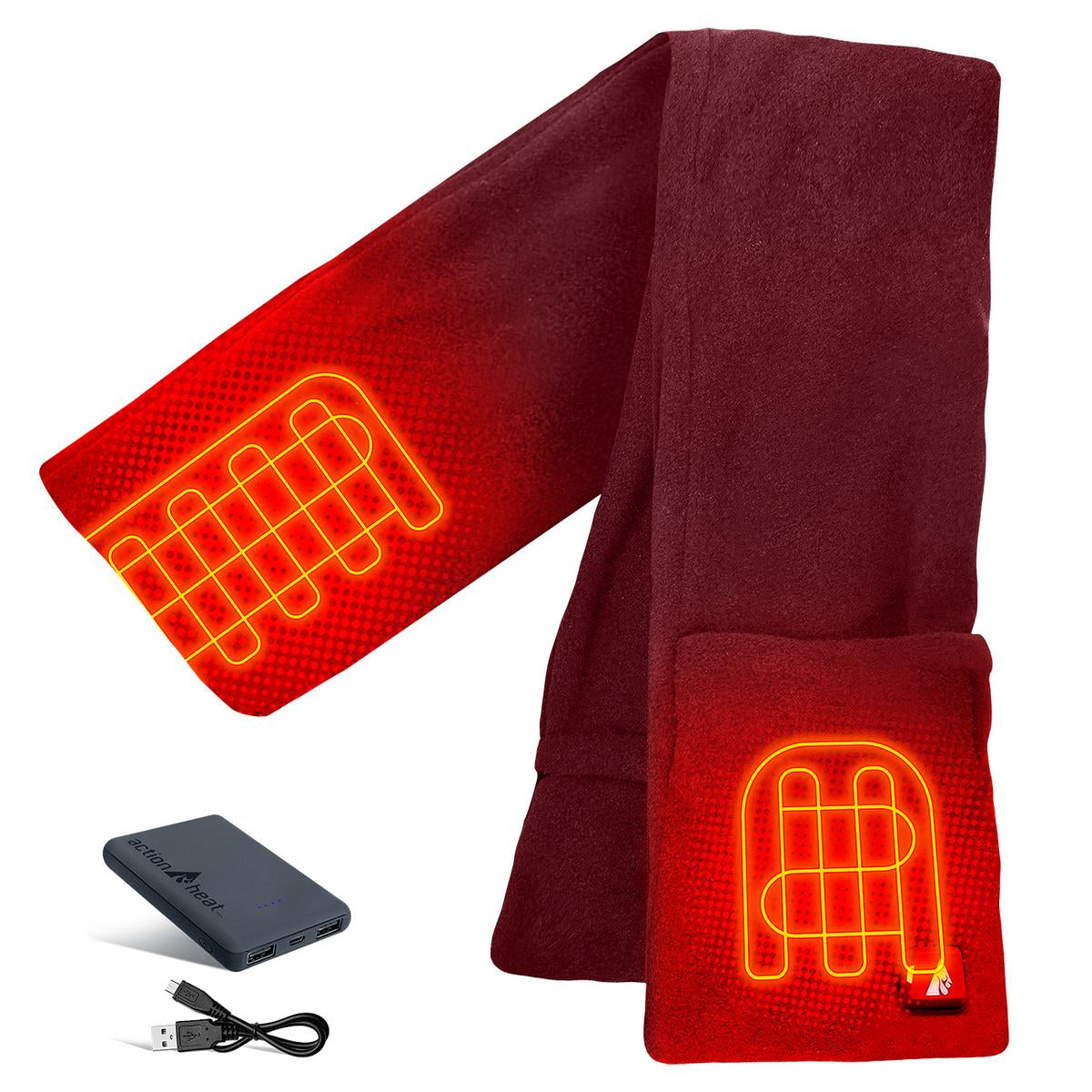 ActionHeat 5V Battery Heated Fleece Scarf with Pockets