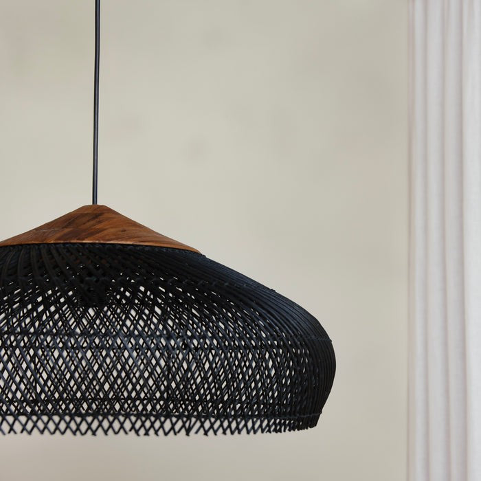 Bohemian Rattan Pendant Light With Woven Dome Shade