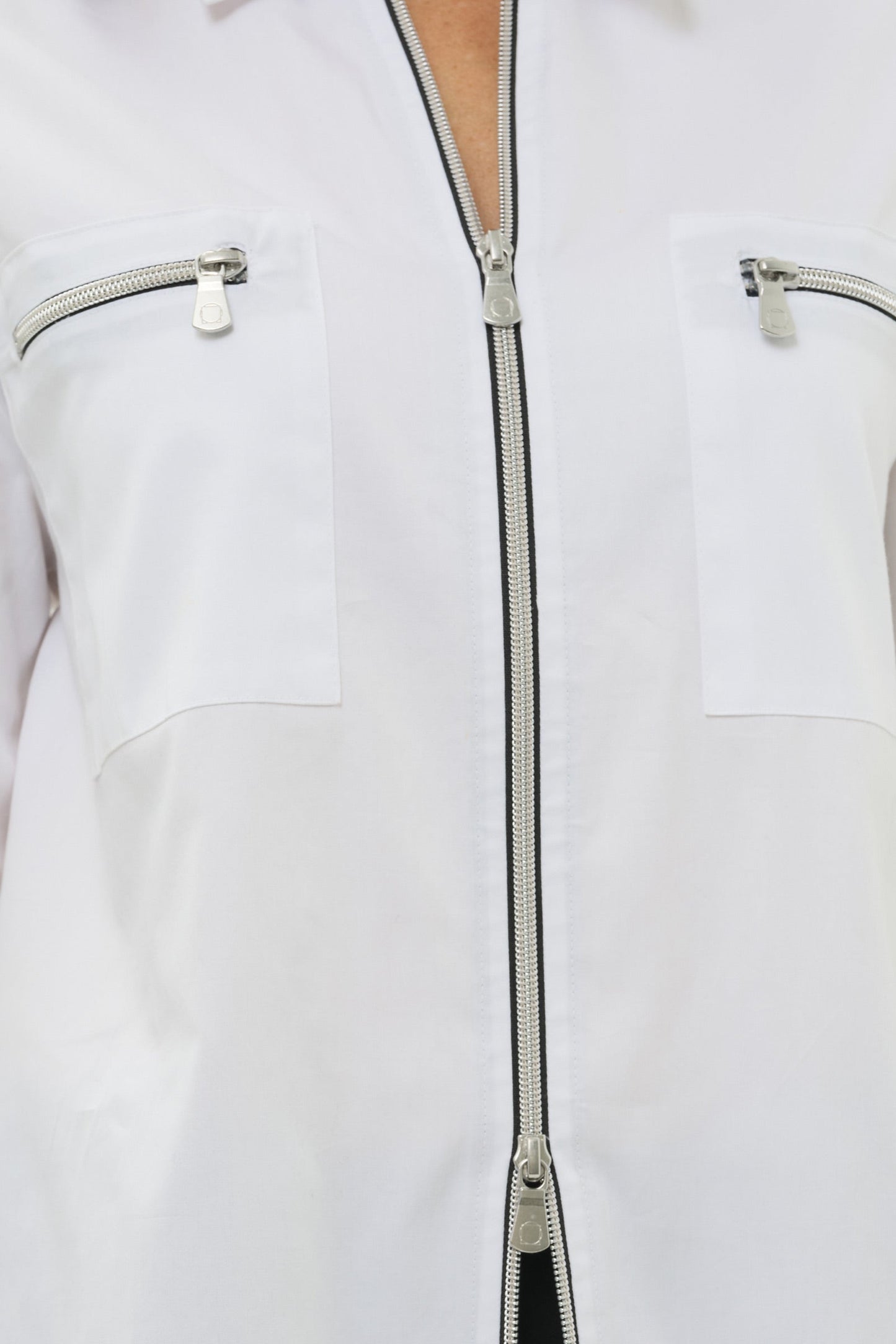 Kari Poplin Oversized Full Contrast Zip Collared Shirt