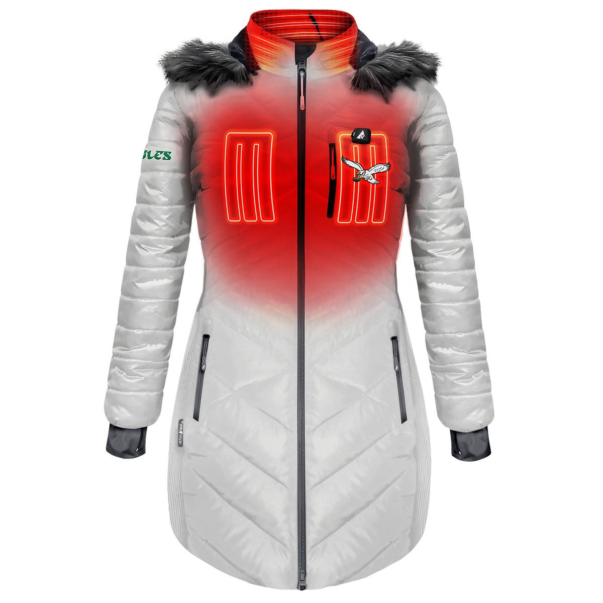ActionHeat Philadelphia Eagles 5V Women's Long Puffer Battery Heated Jacket