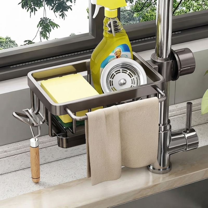 Kitchen Sink Caddy Over Sink Sponge Holder Organizer