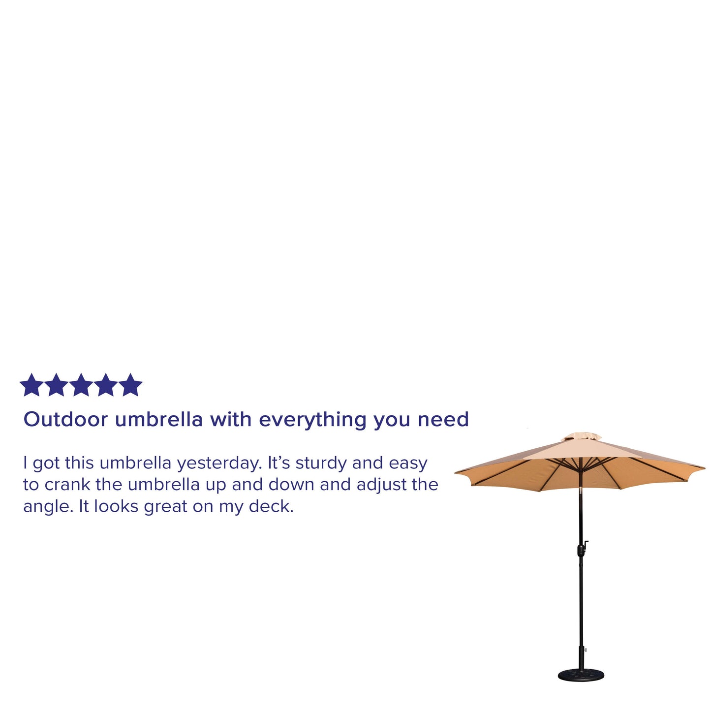 Kona9 FT Round Umbrella with Crank and Tilt Function and Standing Umbrella Base