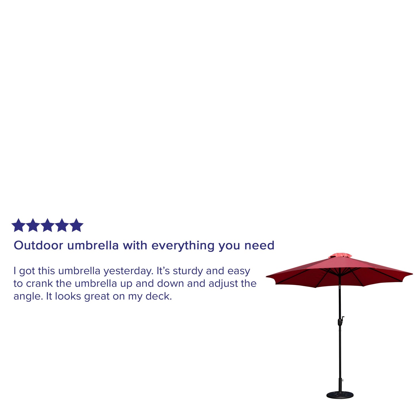 Kona9 FT Round Umbrella with Crank and Tilt Function and Standing Umbrella Base