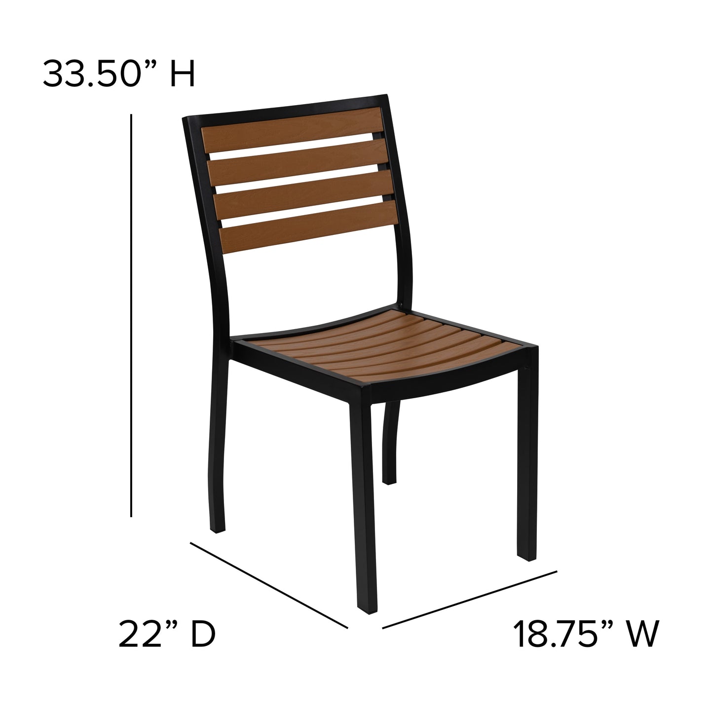 Lark 7 Piece All-Weather Deck or Patio Set with Stacking Faux Teak Chairs, Faux Teak Table & Umbrella with Base