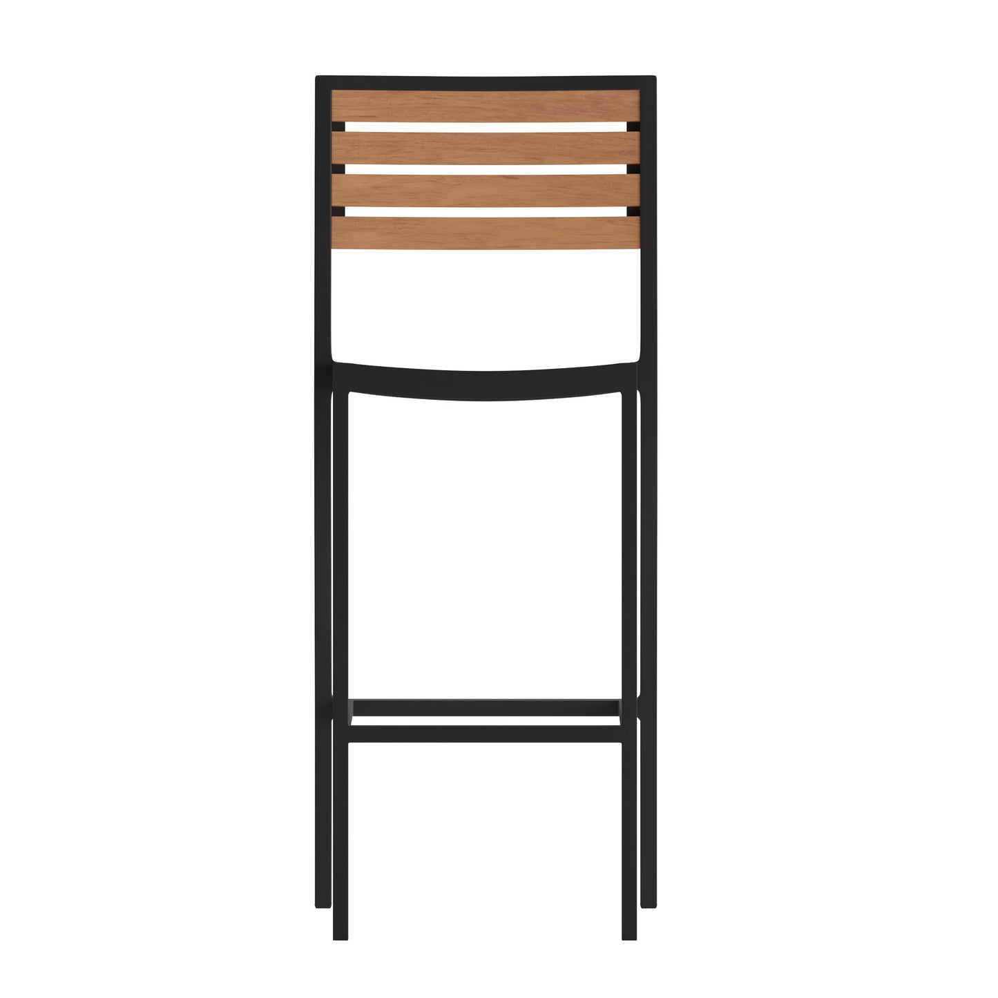 Lark Commercial Grade Bar Height Stool, All-Weather Outdoor Bar Stool with Faux Wood Poly Resin Slats and Aluminum Frame