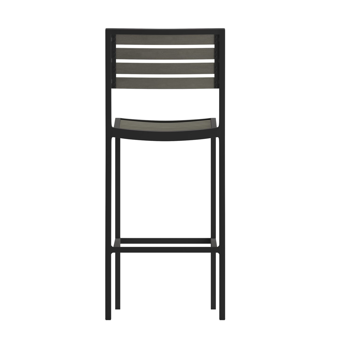 Lark Commercial Grade Bar Height Stool, All-Weather Outdoor Bar Stool with Faux Wood Poly Resin Slats and Aluminum Frame