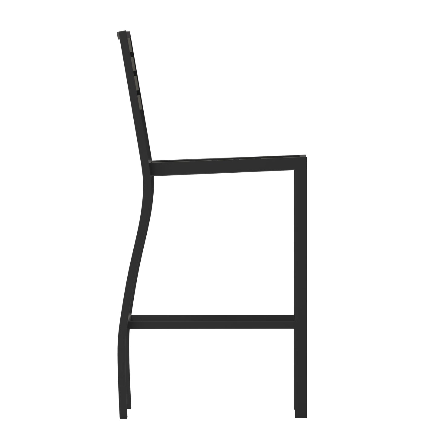 Lark Commercial Grade Bar Height Stool, All-Weather Outdoor Bar Stool with Faux Wood Poly Resin Slats and Aluminum Frame