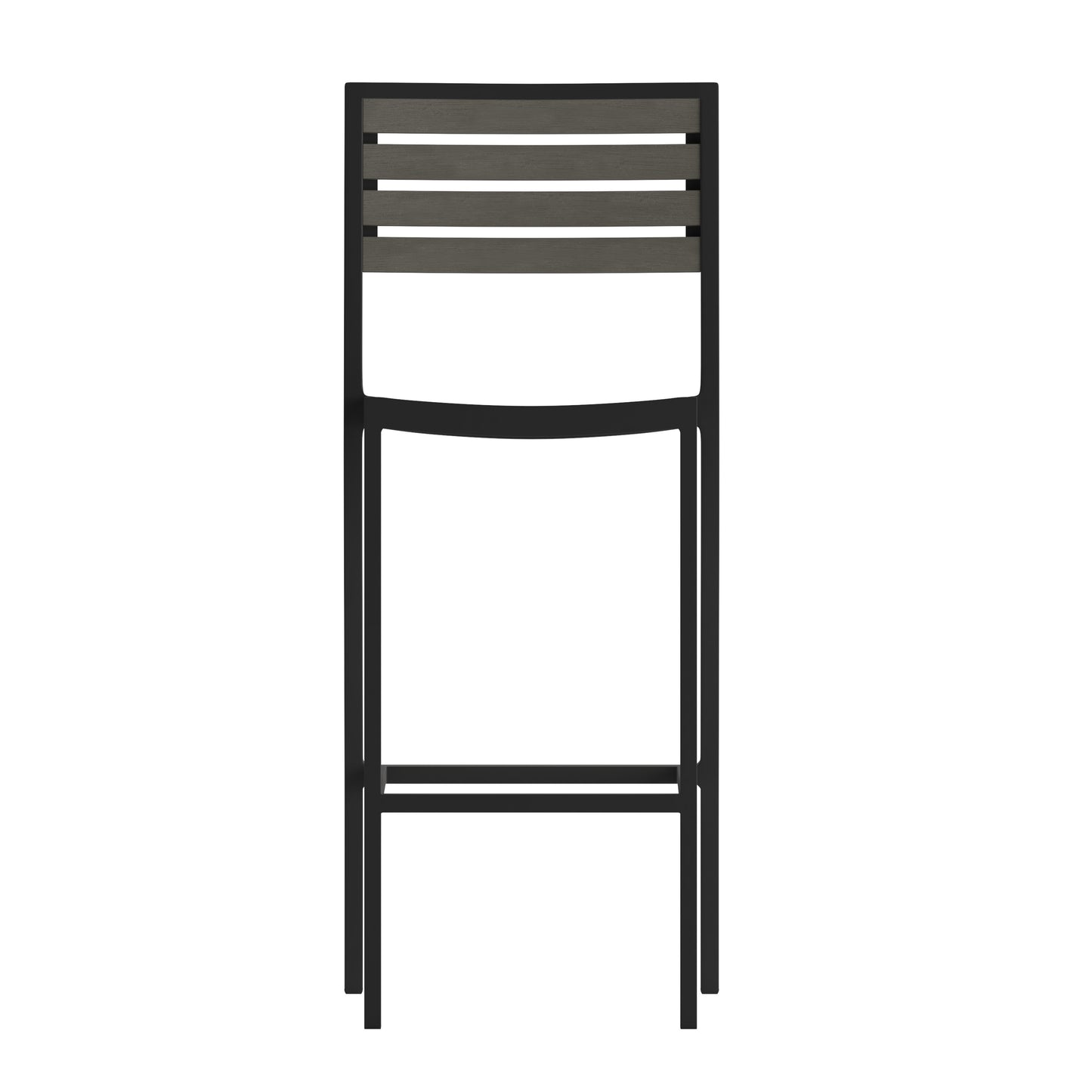 Lark Commercial Grade Bar Height Stool, All-Weather Outdoor Bar Stool with Faux Wood Poly Resin Slats and Aluminum Frame