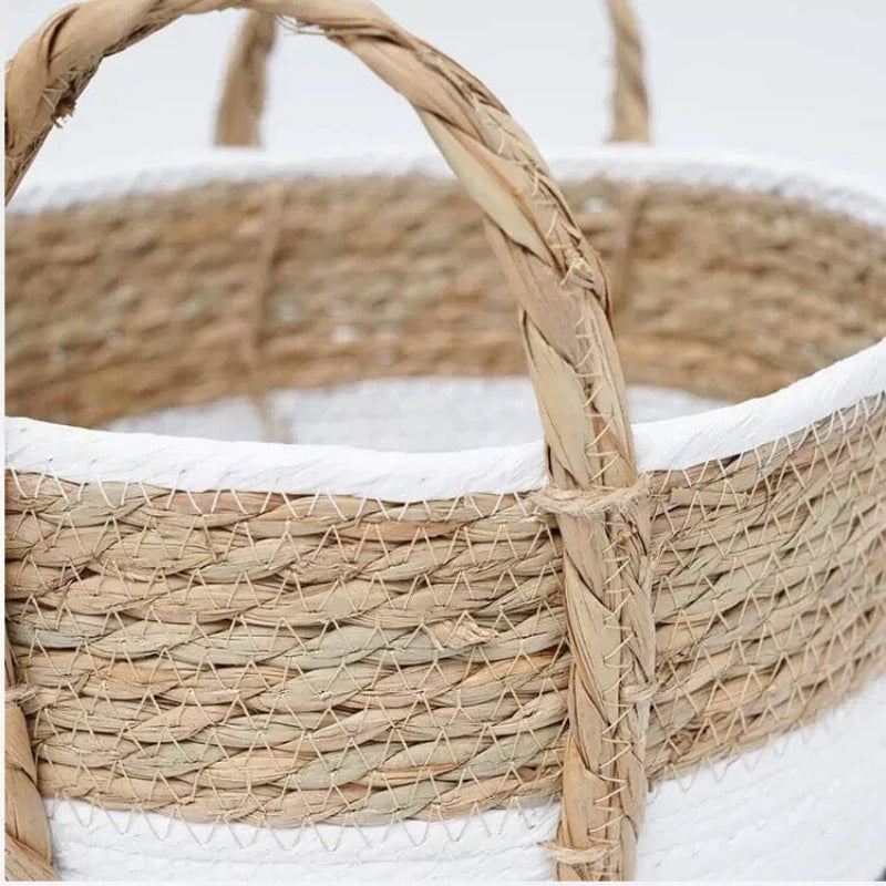 Laundry Basket Woven Seagrass Storage Hamper with Handles