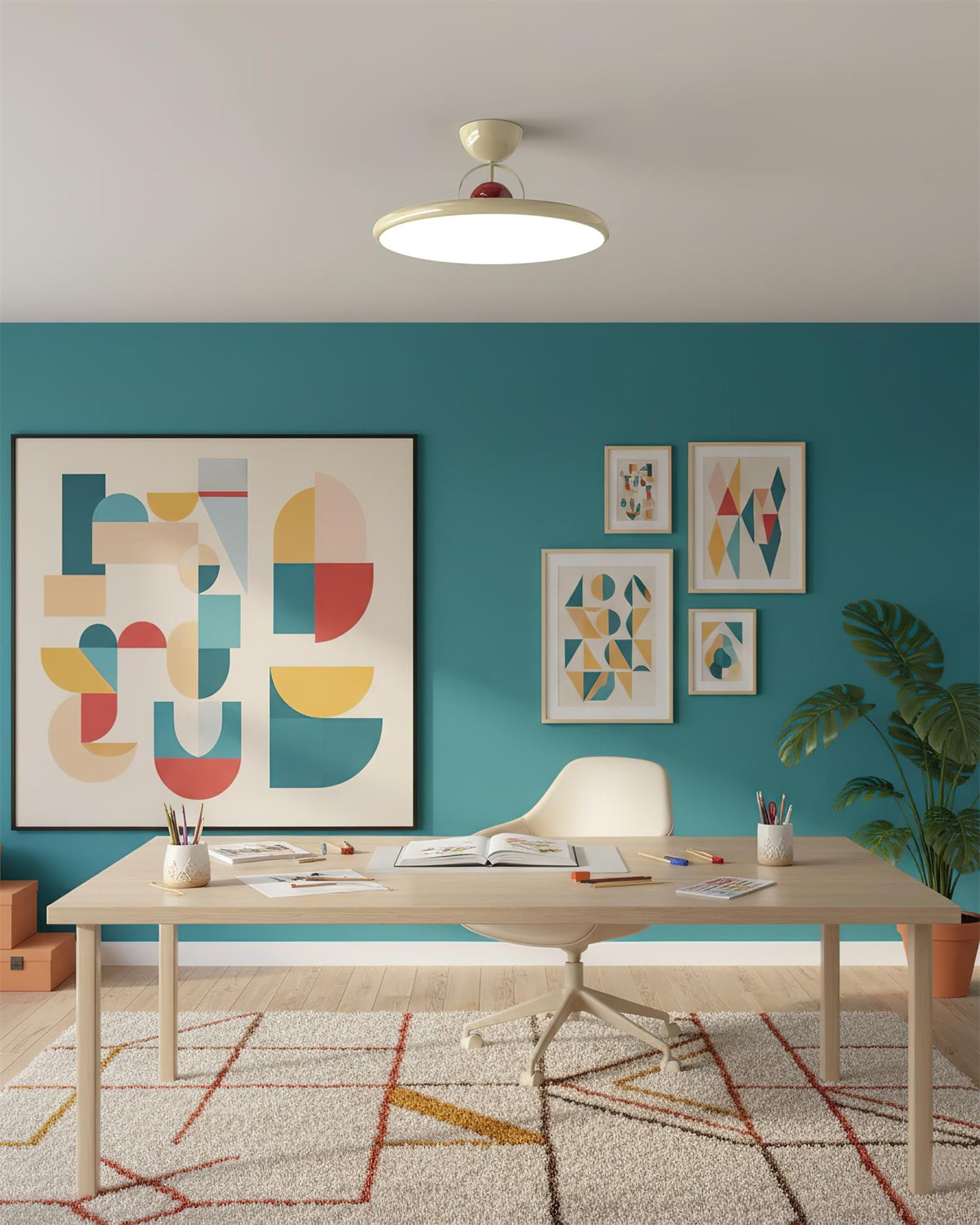 Floating Disc Ceiling Light With Offset Canopy