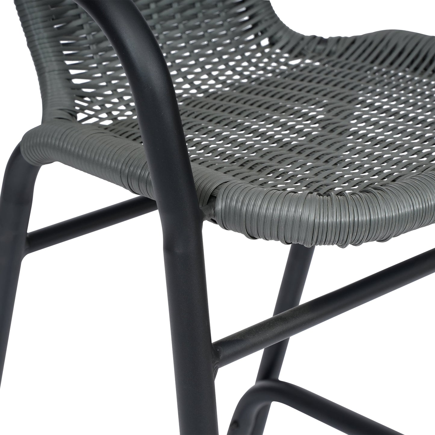Lila Commercial Grade Indoor-Outdoor PE Rattan Restaurant Barstool with Steel Frame and Footrest