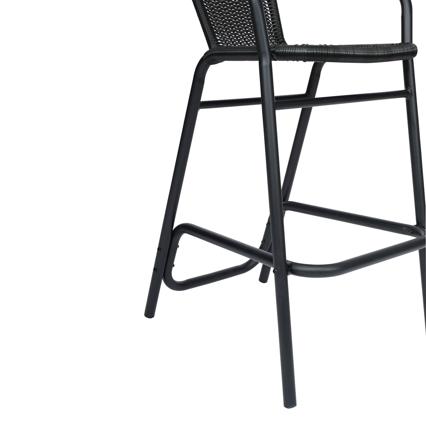 Lila Commercial Grade Indoor-Outdoor PE Rattan Restaurant Barstool with Steel Frame and Footrest