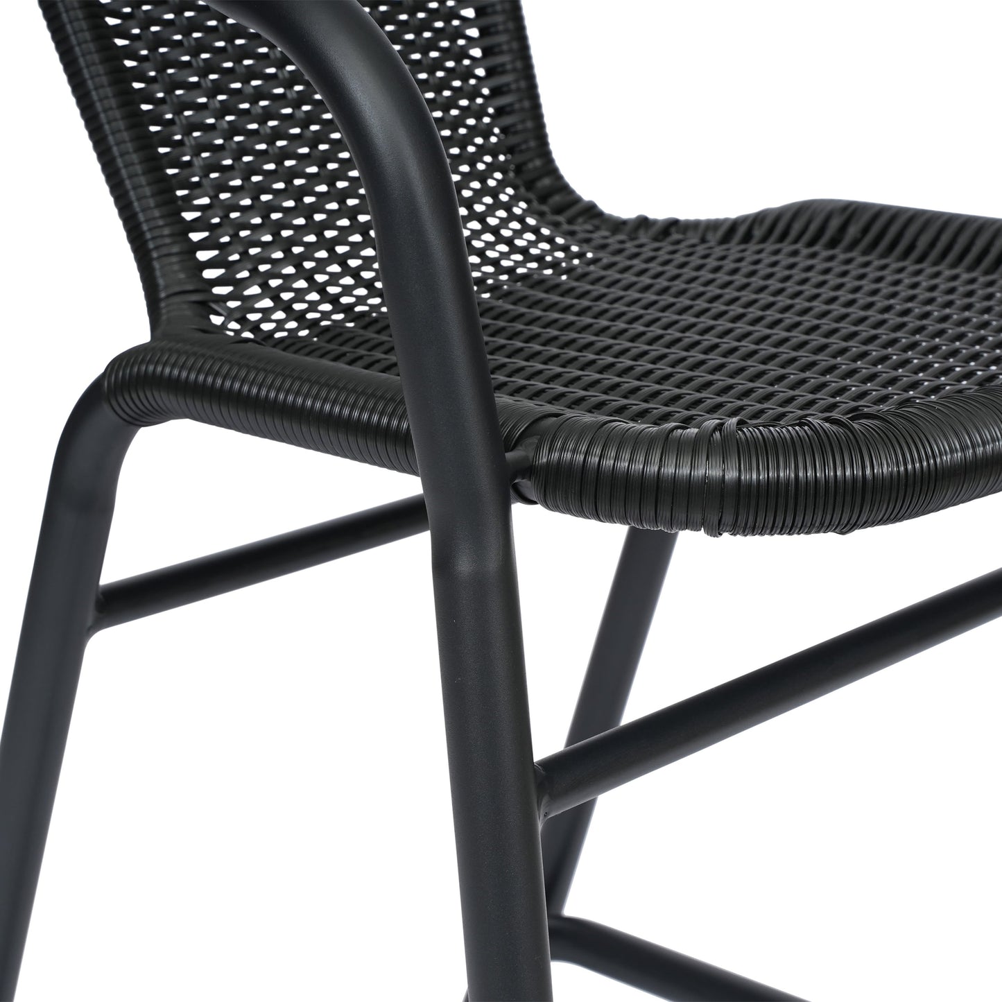 Lila Commercial Grade Indoor-Outdoor PE Rattan Restaurant Barstool with Steel Frame and Footrest