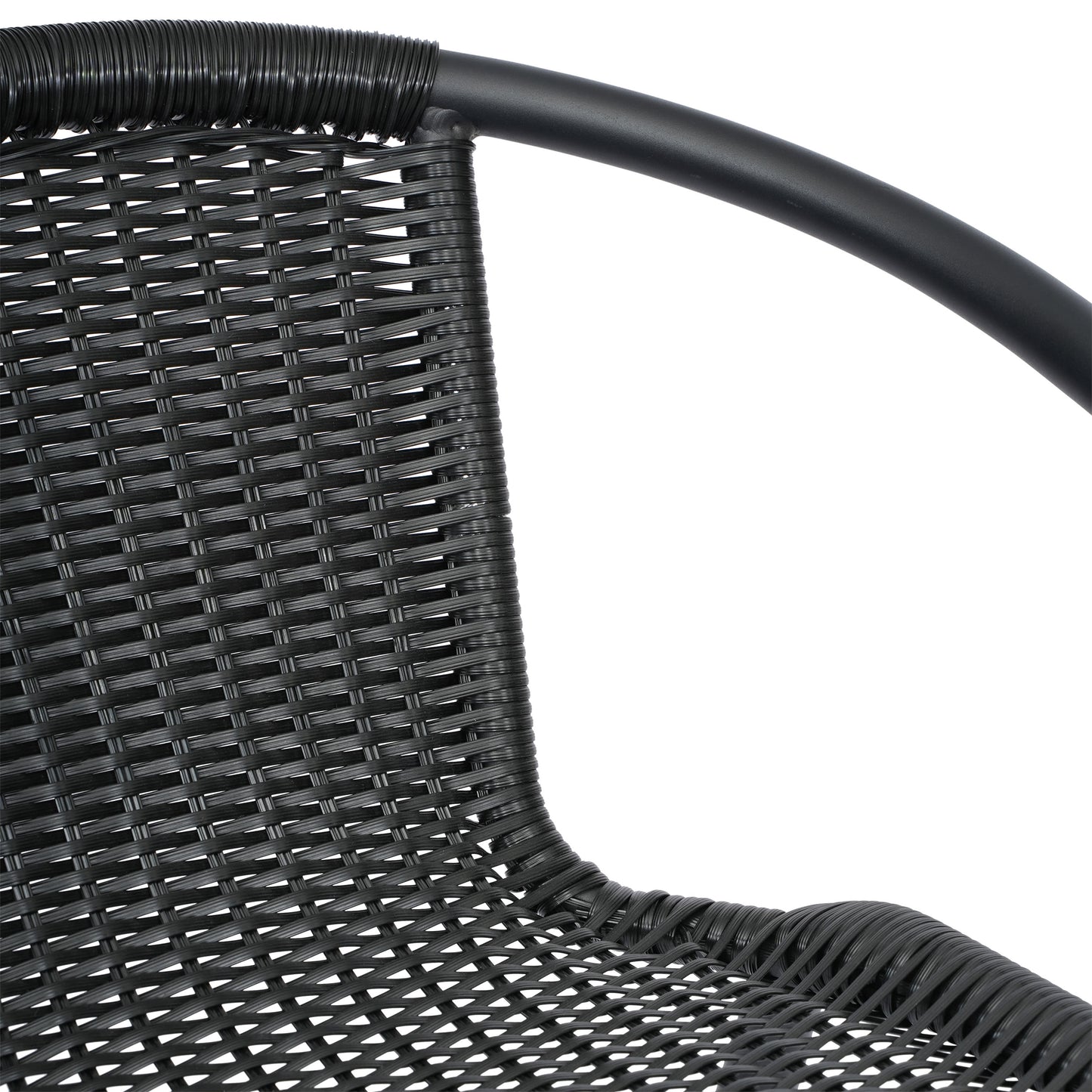 Lila Commercial Grade Indoor-Outdoor PE Rattan Restaurant Barstool with Steel Frame and Footrest