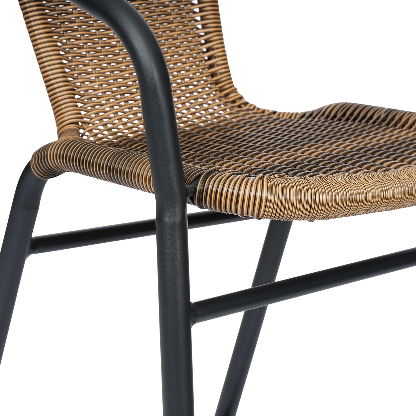 Lila Commercial Grade Indoor-Outdoor PE Rattan Restaurant Barstool with Steel Frame and Footrest