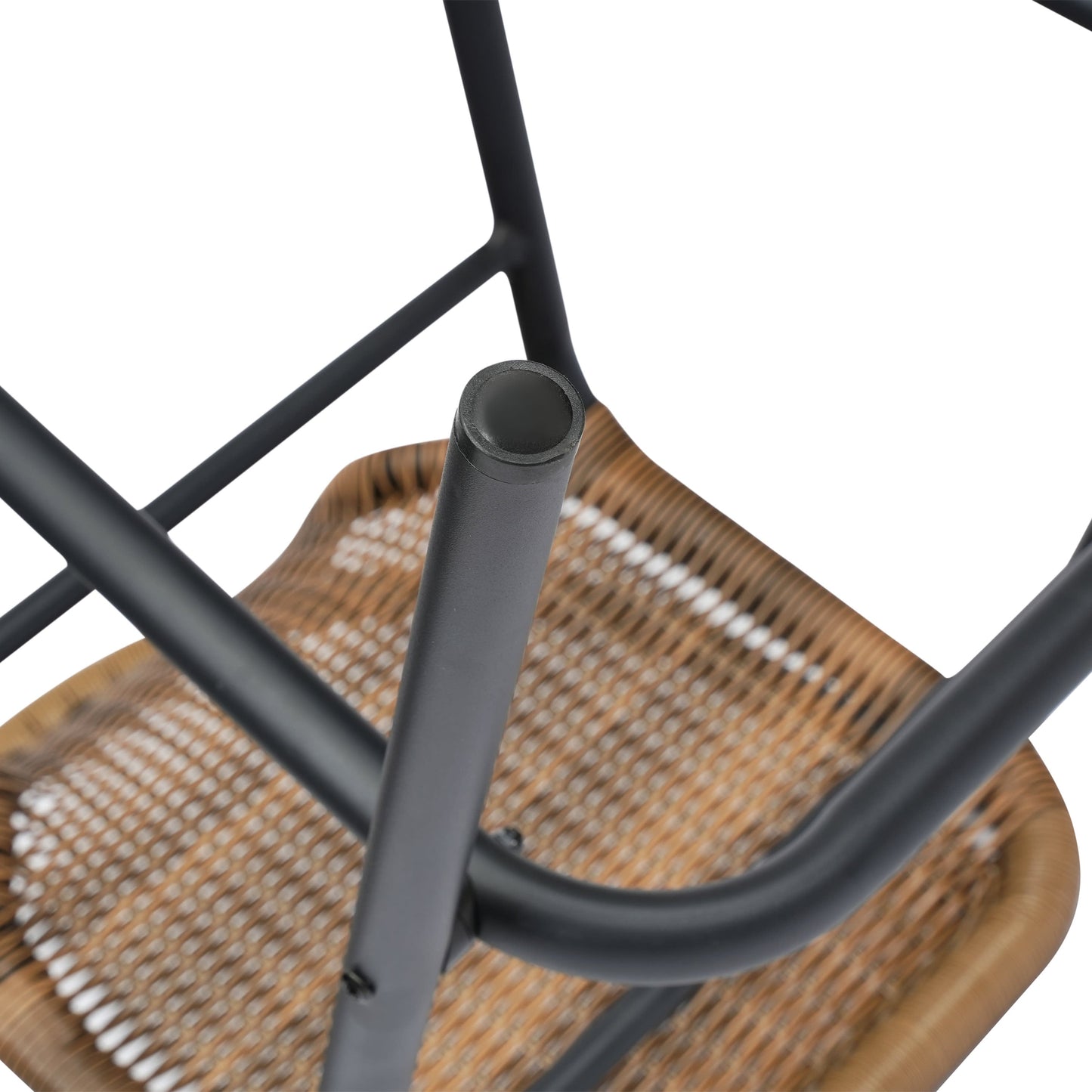 Lila Commercial Grade Indoor-Outdoor PE Rattan Restaurant Barstool with Steel Frame and Footrest