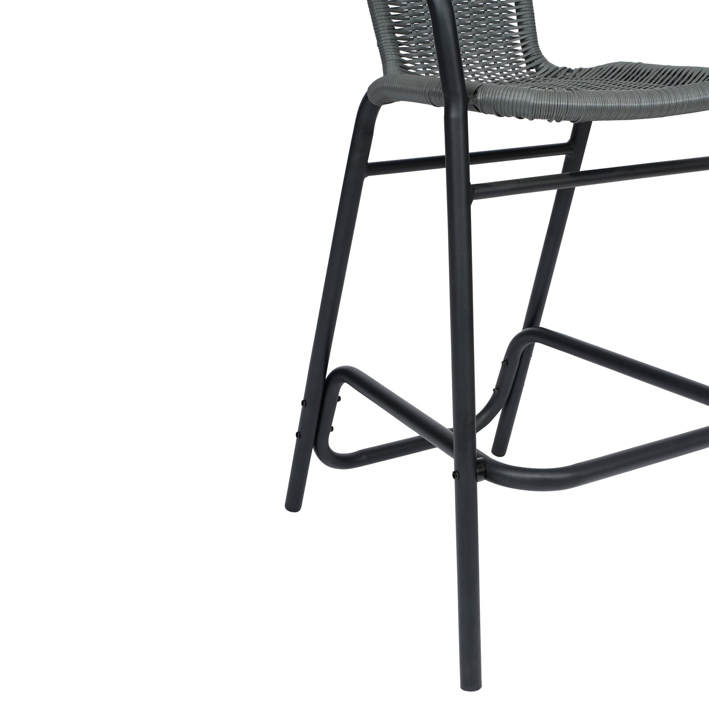 Lila Commercial Grade Indoor-Outdoor PE Rattan Restaurant Barstool with Steel Frame and Footrest