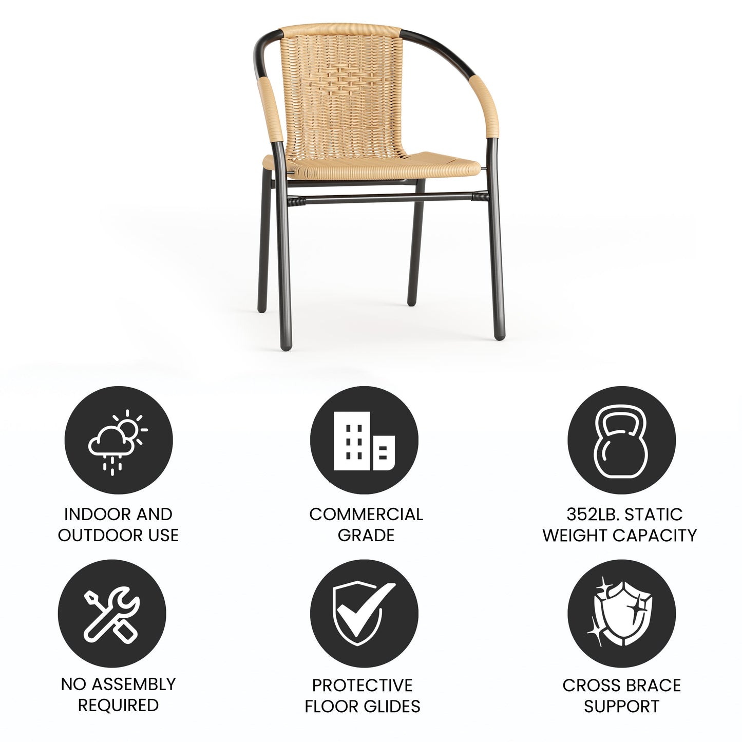 Lila Rattan Indoor-Outdoor Restaurant Stack Chair