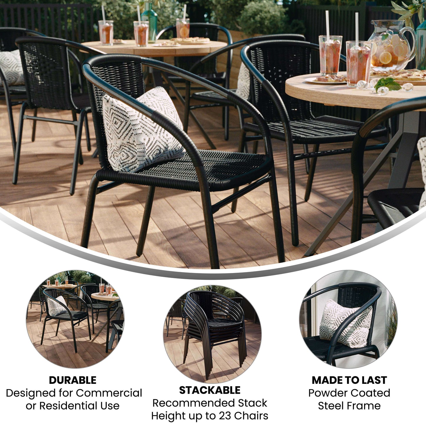 Lila Rattan Indoor-Outdoor Restaurant Stack Chair