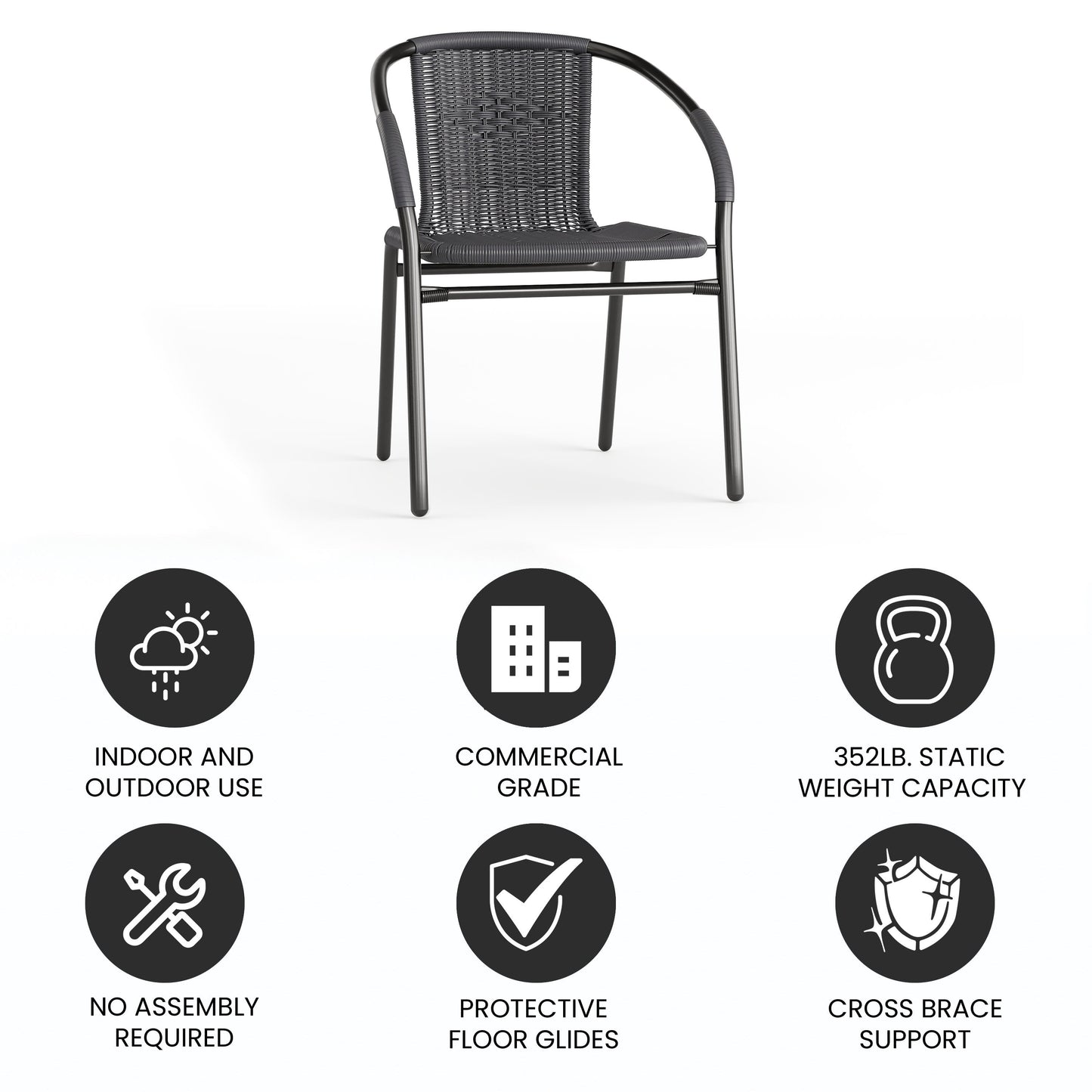 Lila Rattan Indoor-Outdoor Restaurant Stack Chair