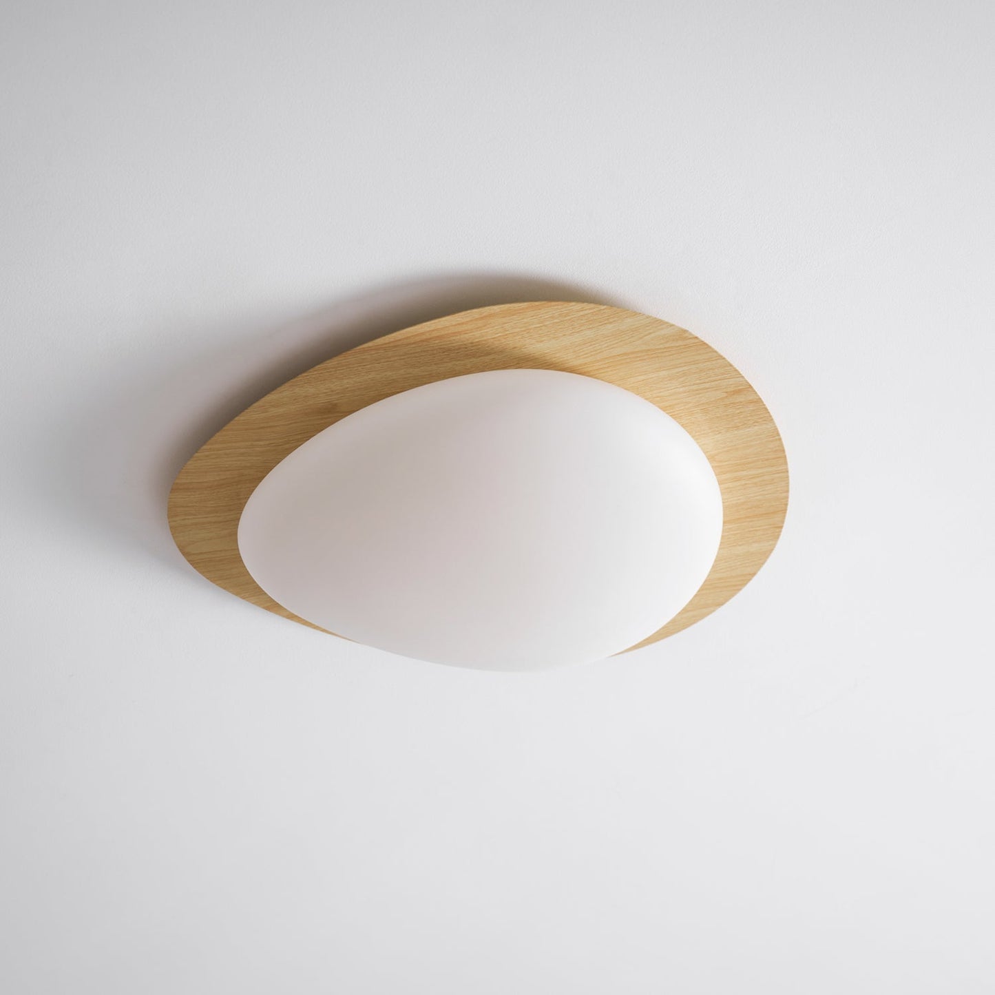 Pebble Round Flush Mount Ceiling Light With Wood-Trim Rim