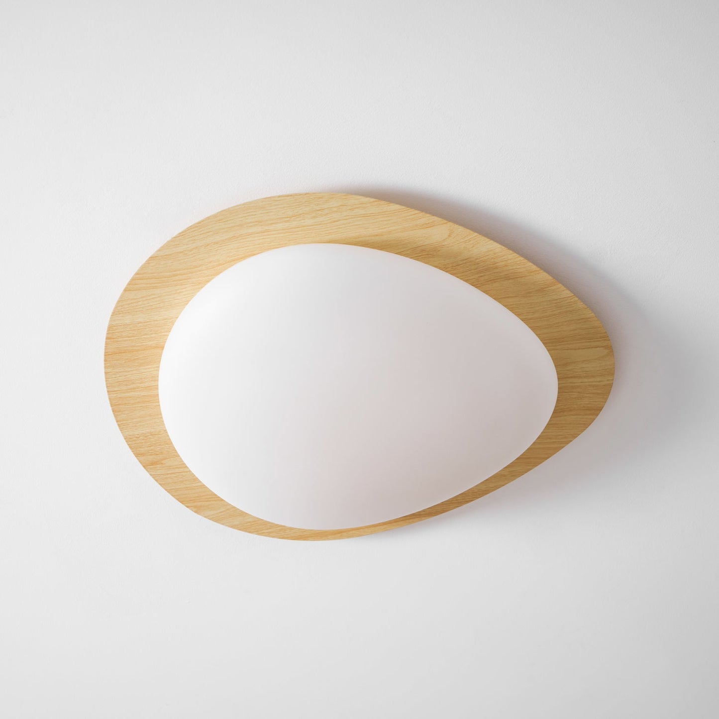 Pebble Round Flush Mount Ceiling Light With Wood-Trim Rim