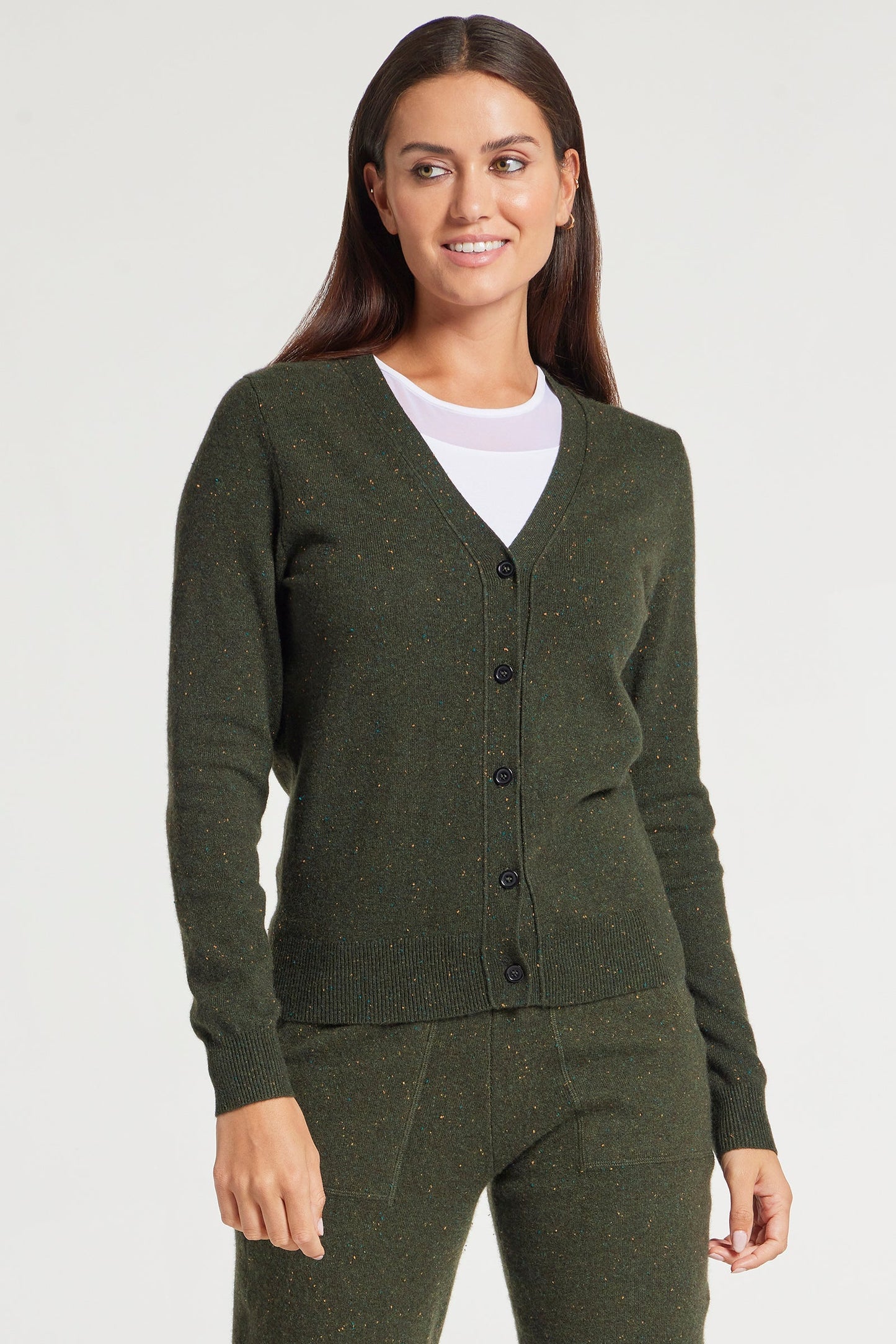 Missy Cashmere Cardigan in Army Green