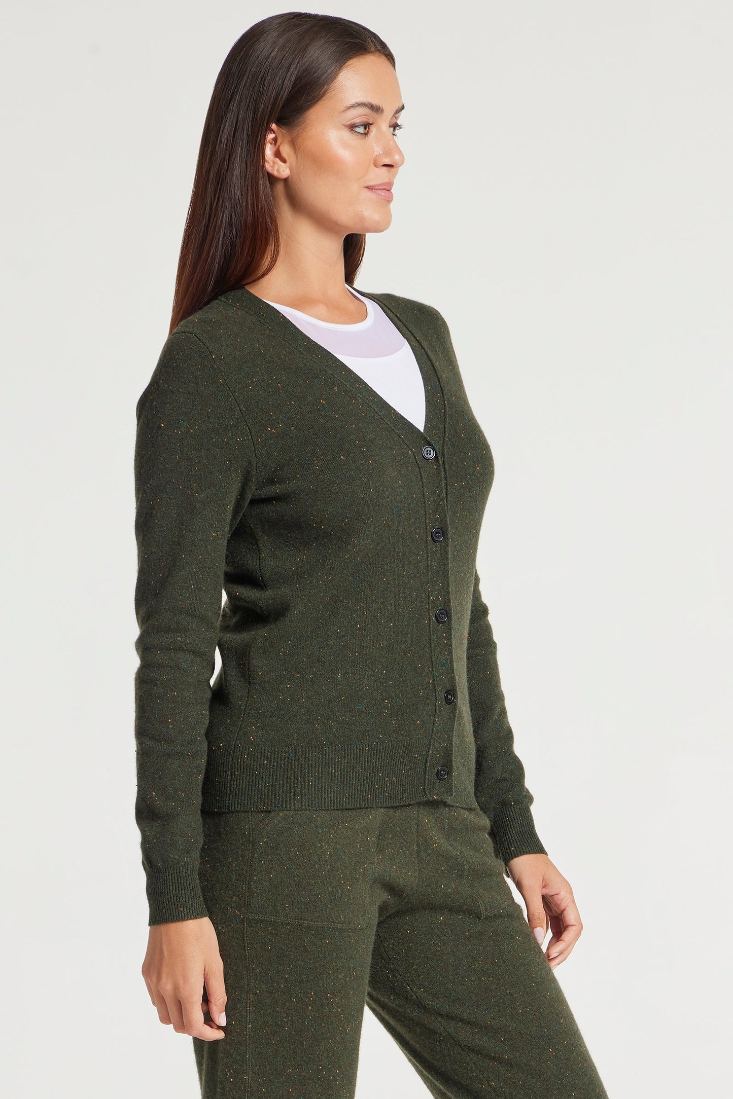 Missy Cashmere Cardigan in Army Green