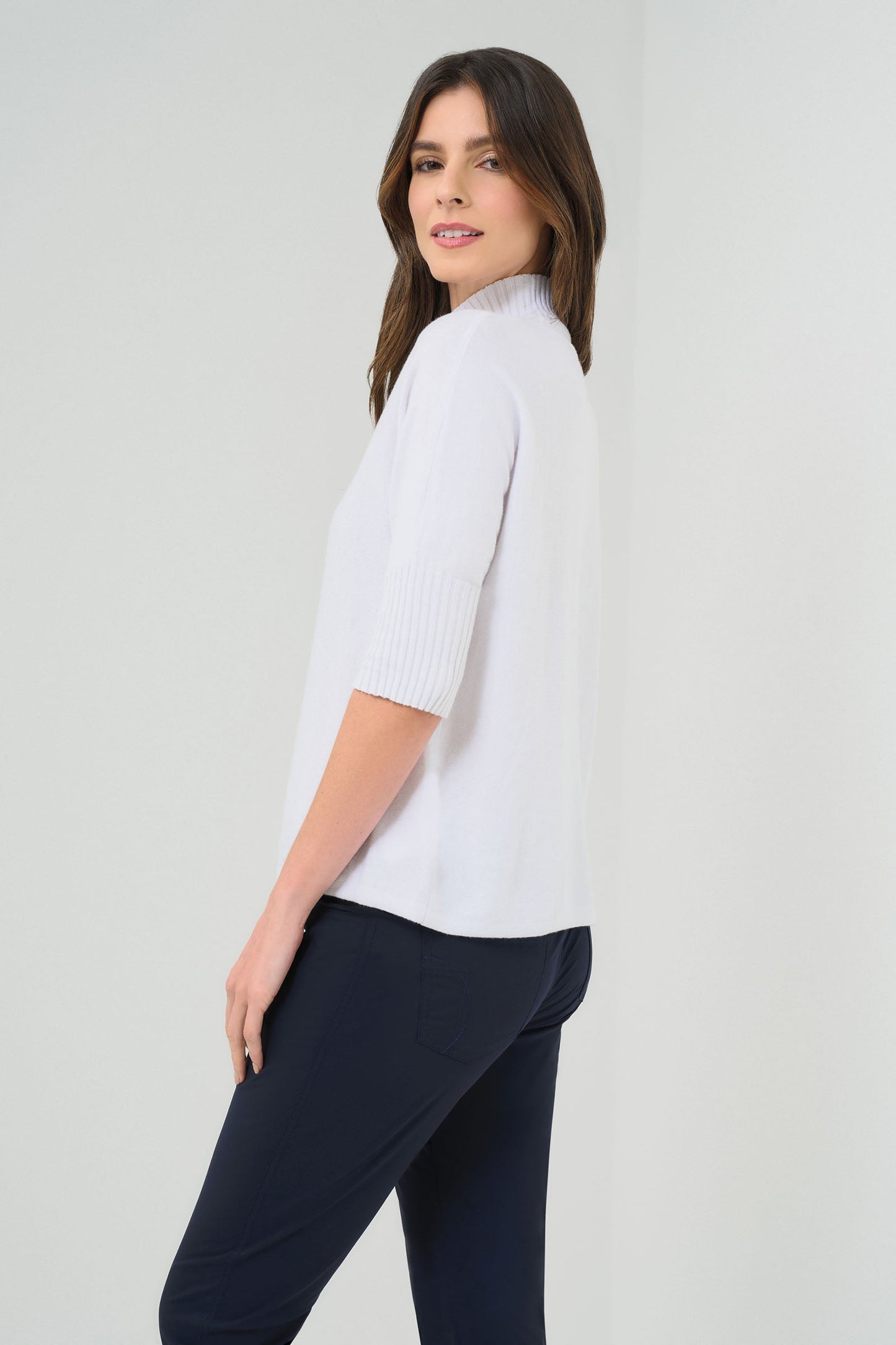 Ash Ribbed Mock Neck Sweater