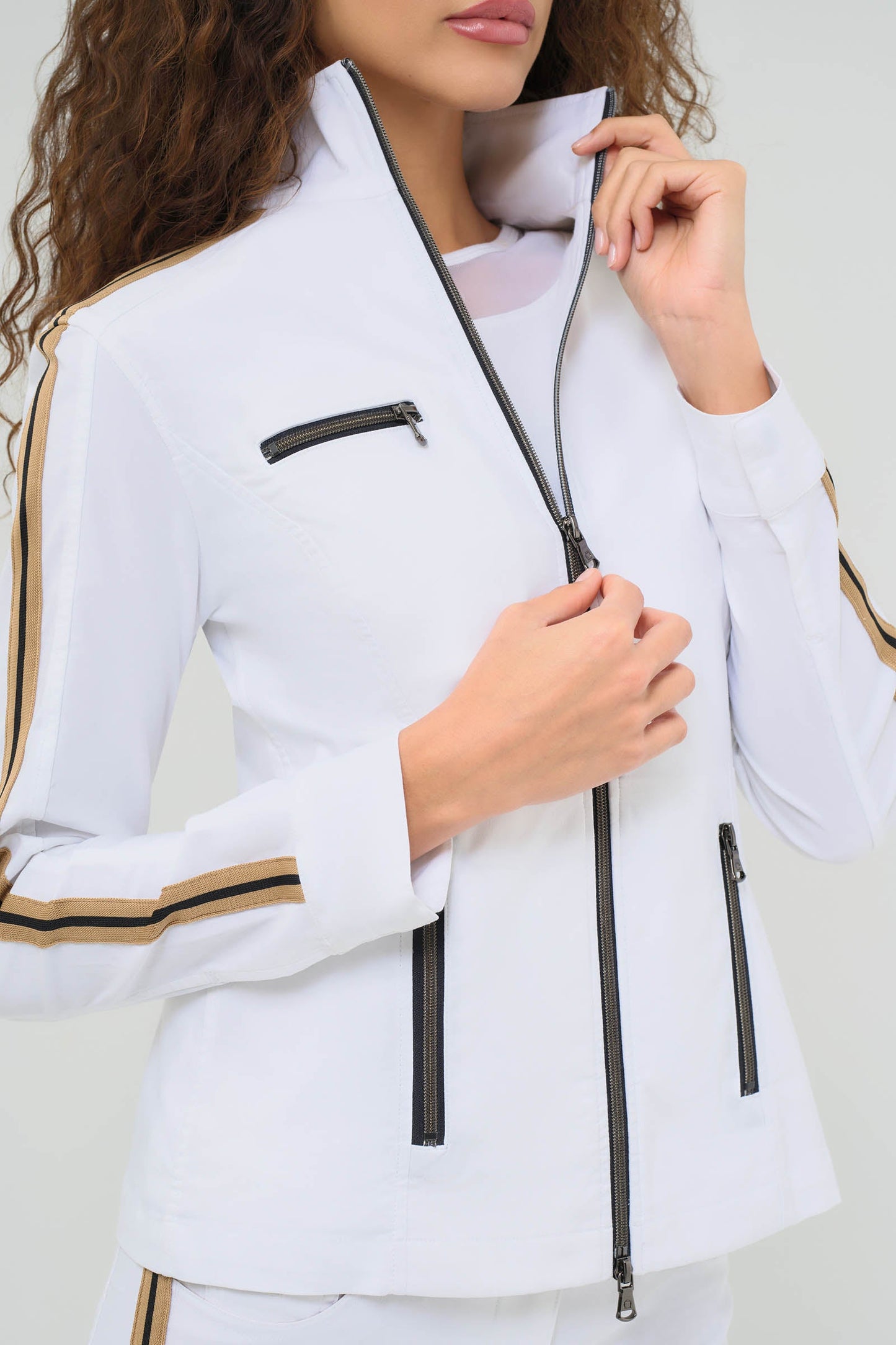 Justine Side-Stripe Racer Jacket