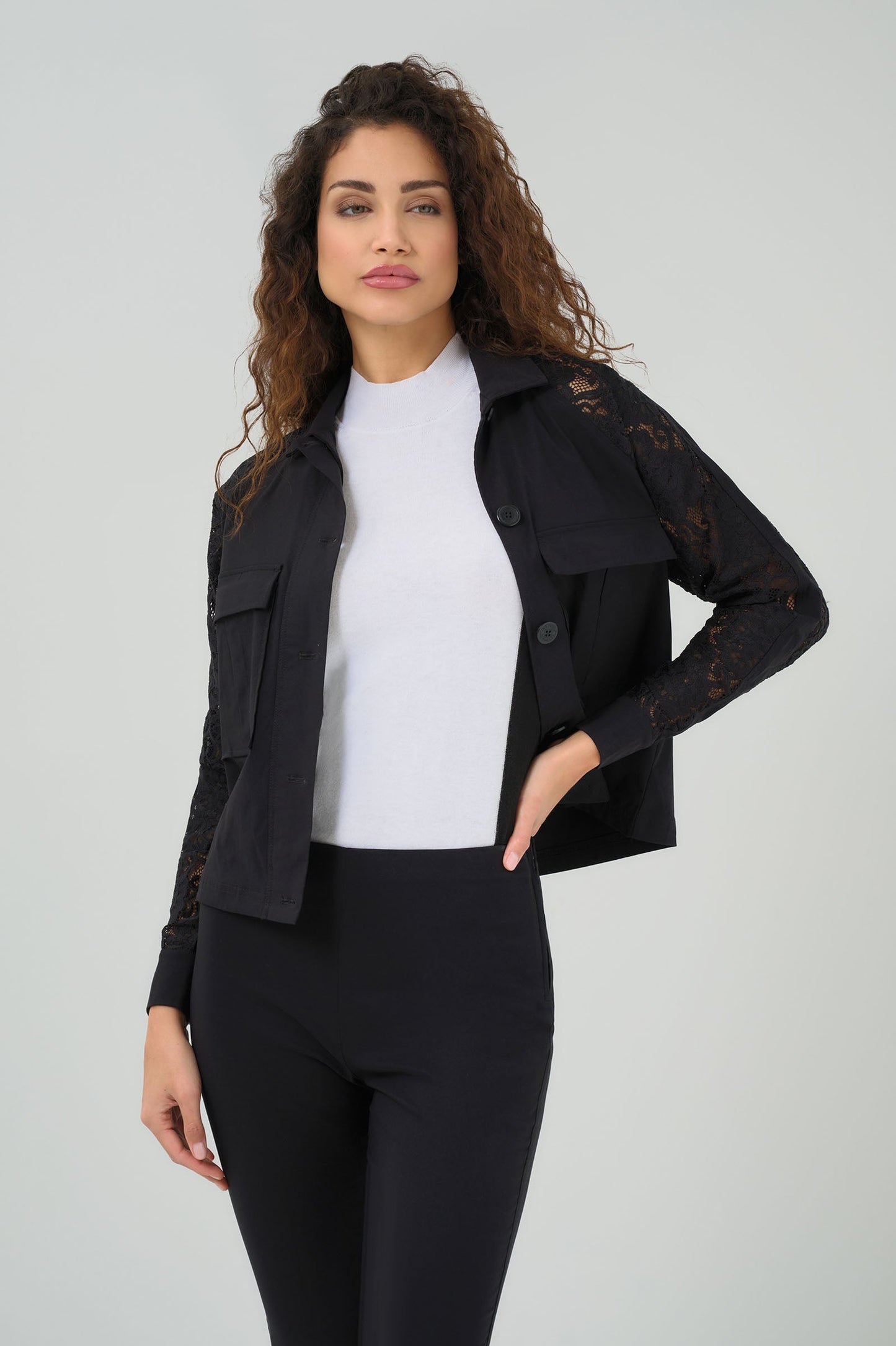 Sutton Lace Sleeve Trucker Jacket