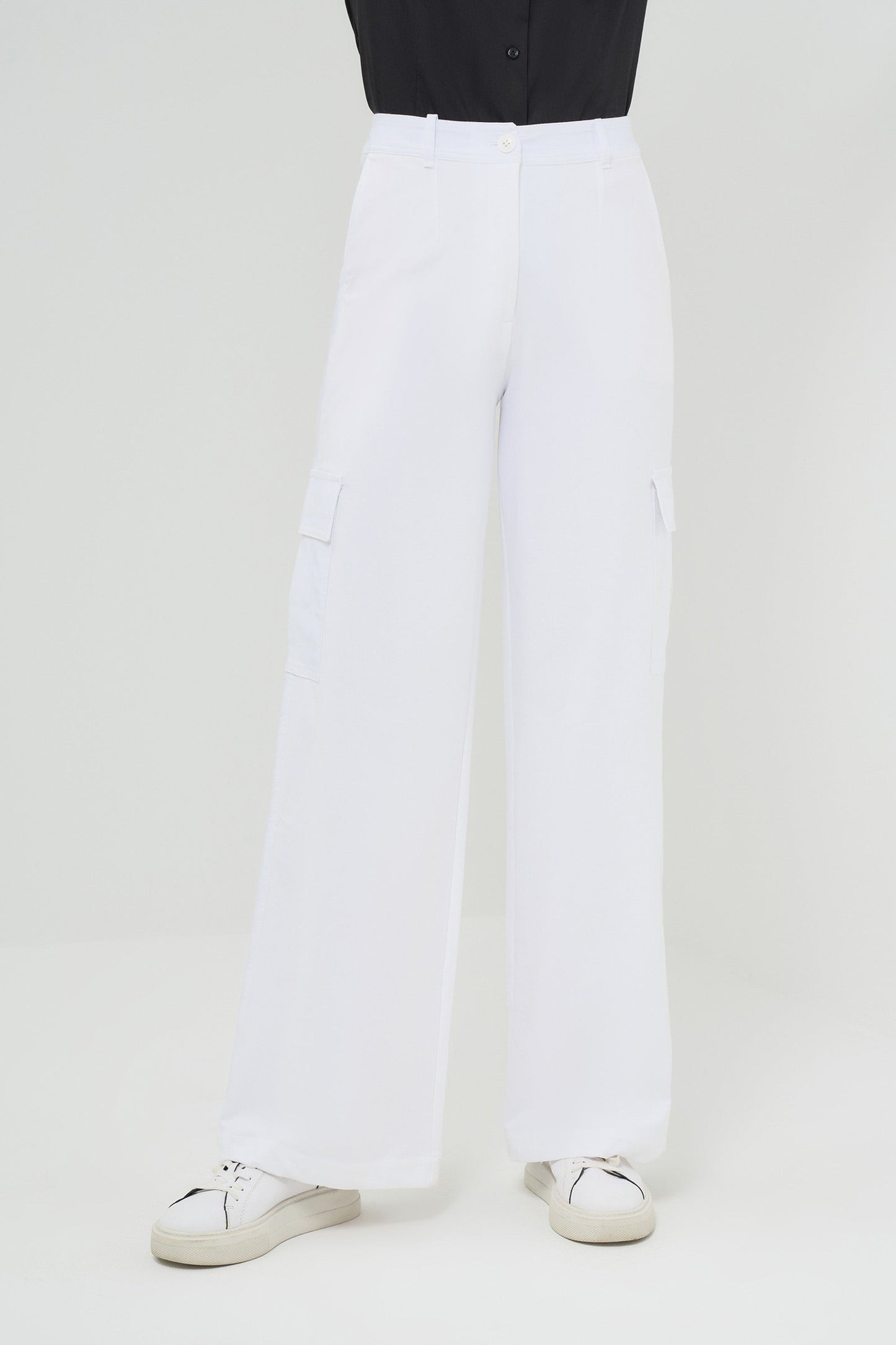 Julia Wide Leg Cargo Pant White
