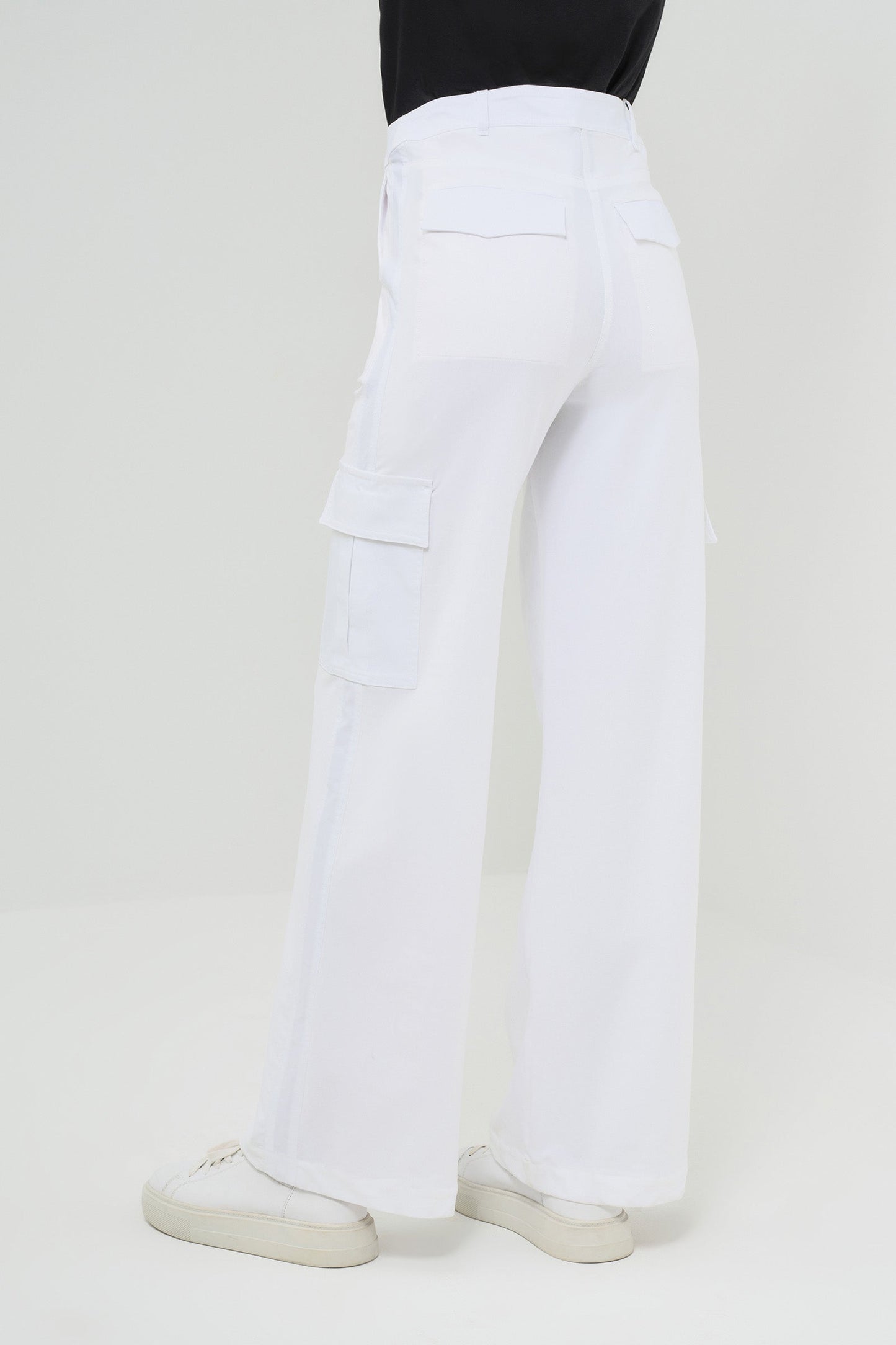 Julia Wide Leg Cargo Pant White