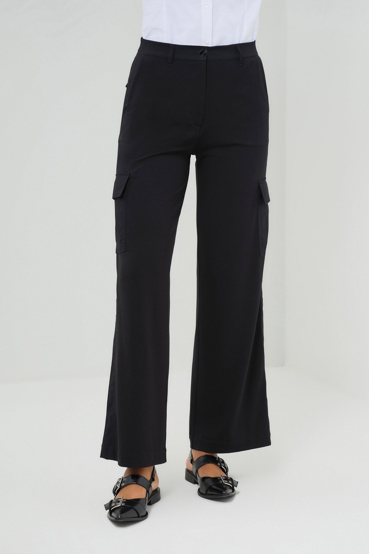 Julia Wide Leg Cargo Pant Black